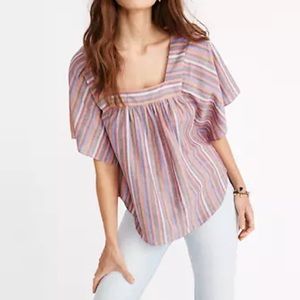 Madewell butterfly top in rainbow stripe